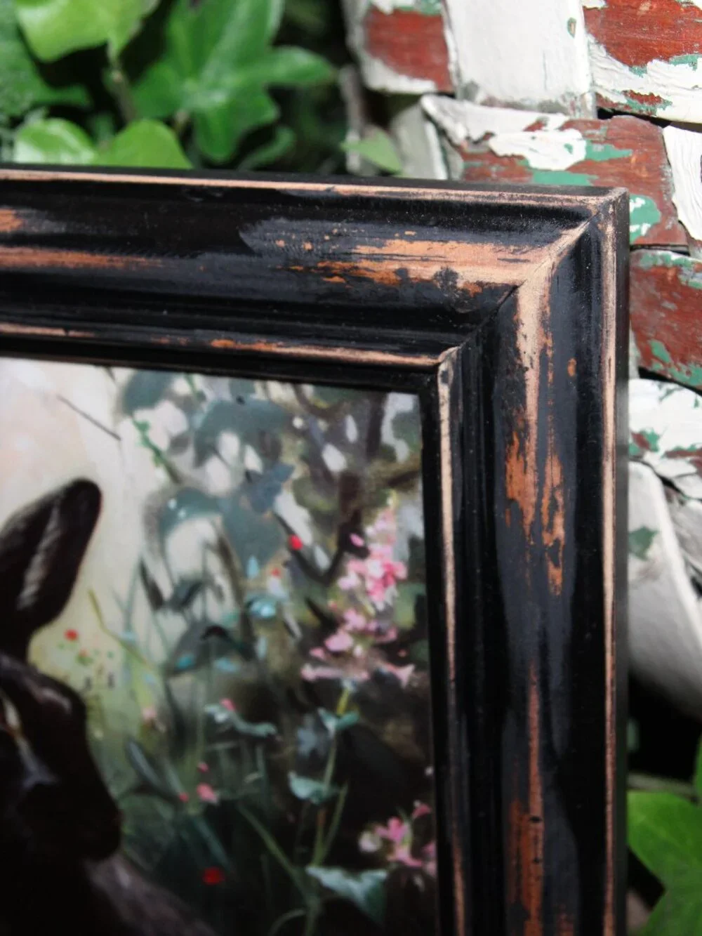 NEW Dark Moody French Country Farmhouse Black Woodland Bunny Rabbit Wall Decor
